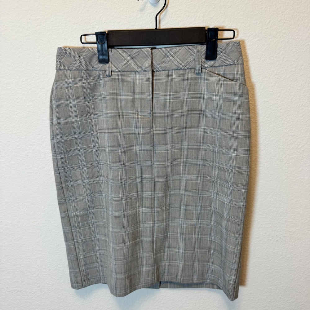 Express Editor Plaid Pencil Skirt Women's Size‎ 0 Grey Business Casual Office